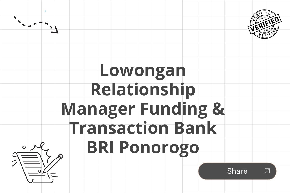 Lowongan Relationship Manager Funding & Transaction Bank BRI Ponorogo