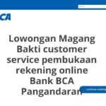 Lowongan Magang Bakti customer service pembukaan rekening online Bank BCA Pangandaran