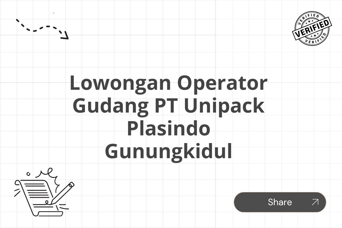 Lowongan Operator Gudang PT Unipack Plasindo Gunungkidul