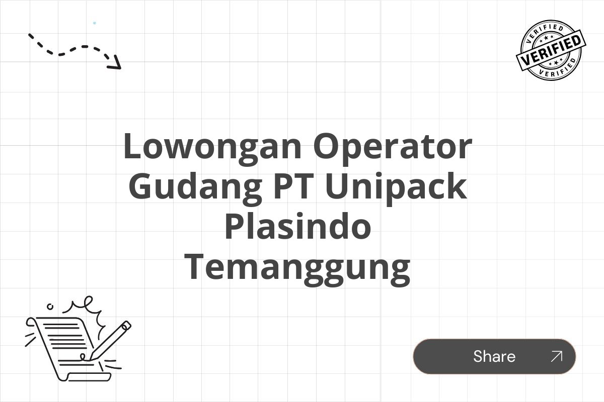 Lowongan Operator Gudang PT Unipack Plasindo Temanggung