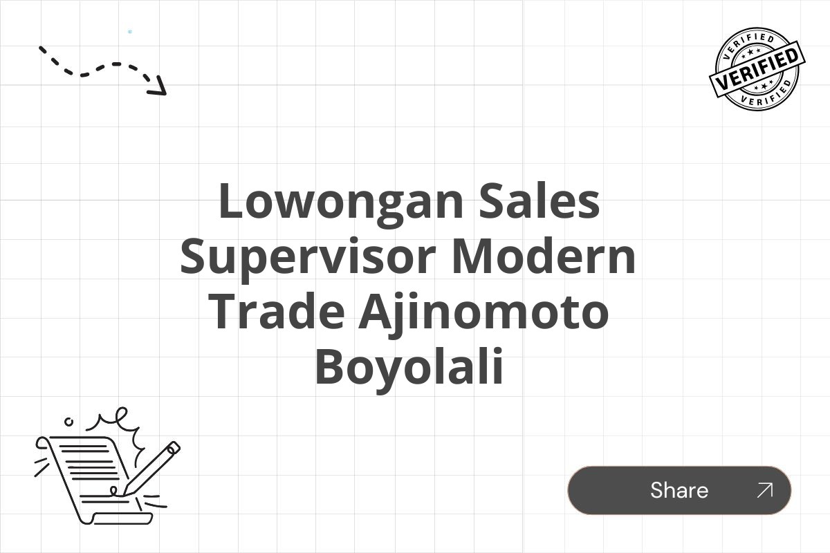 Lowongan Sales Supervisor Modern Trade Ajinomoto Boyolali