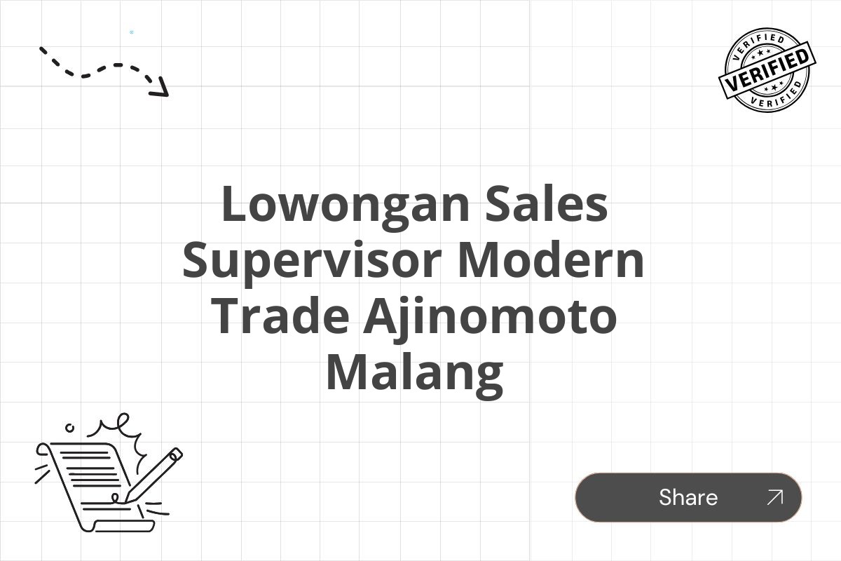 Lowongan Sales Supervisor Modern Trade Ajinomoto Malang