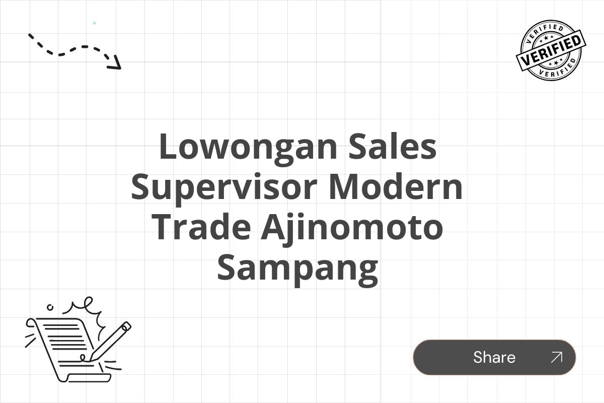 Lowongan Sales Supervisor Modern Trade Ajinomoto Sampang