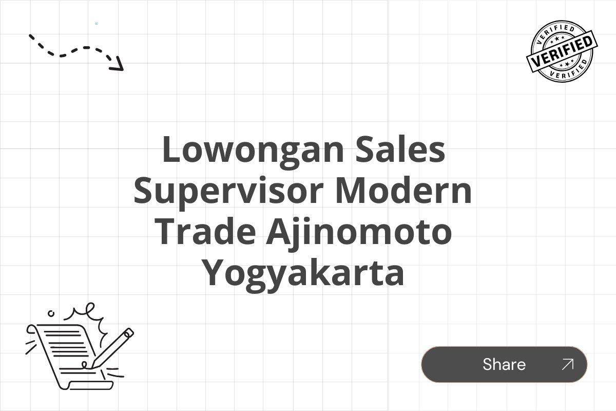 Lowongan Sales Supervisor Modern Trade Ajinomoto Yogyakarta